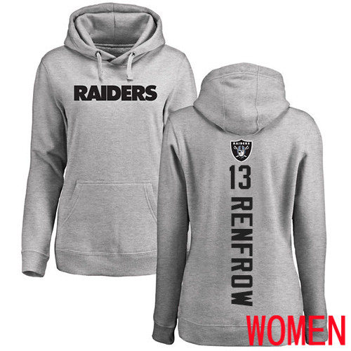 Oakland Raiders Ash Women Hunter Renfrow Backer NFL Football #13 Pullover Hoodie Sweatshirts
